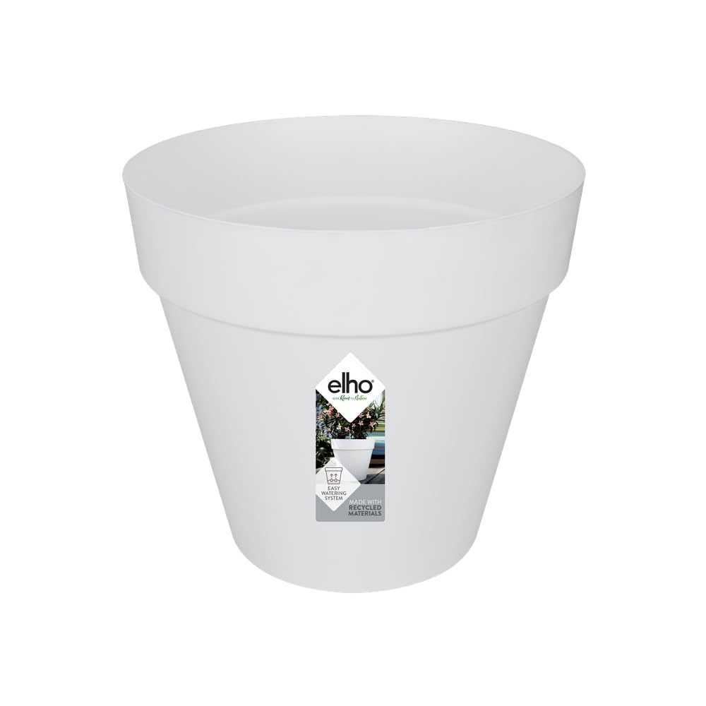 elho Loft Urban Round 30 - Large Plant Pot Outdoor - 100% Recycled Plastic - Ø 28.5 x H 26.0 cm - White/White