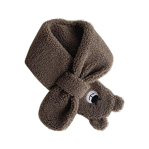 2T+ Children's Long Muffler With Adorable Bear Design Cartoon Animal Pattern Neck Scarf For Outdoor Activities