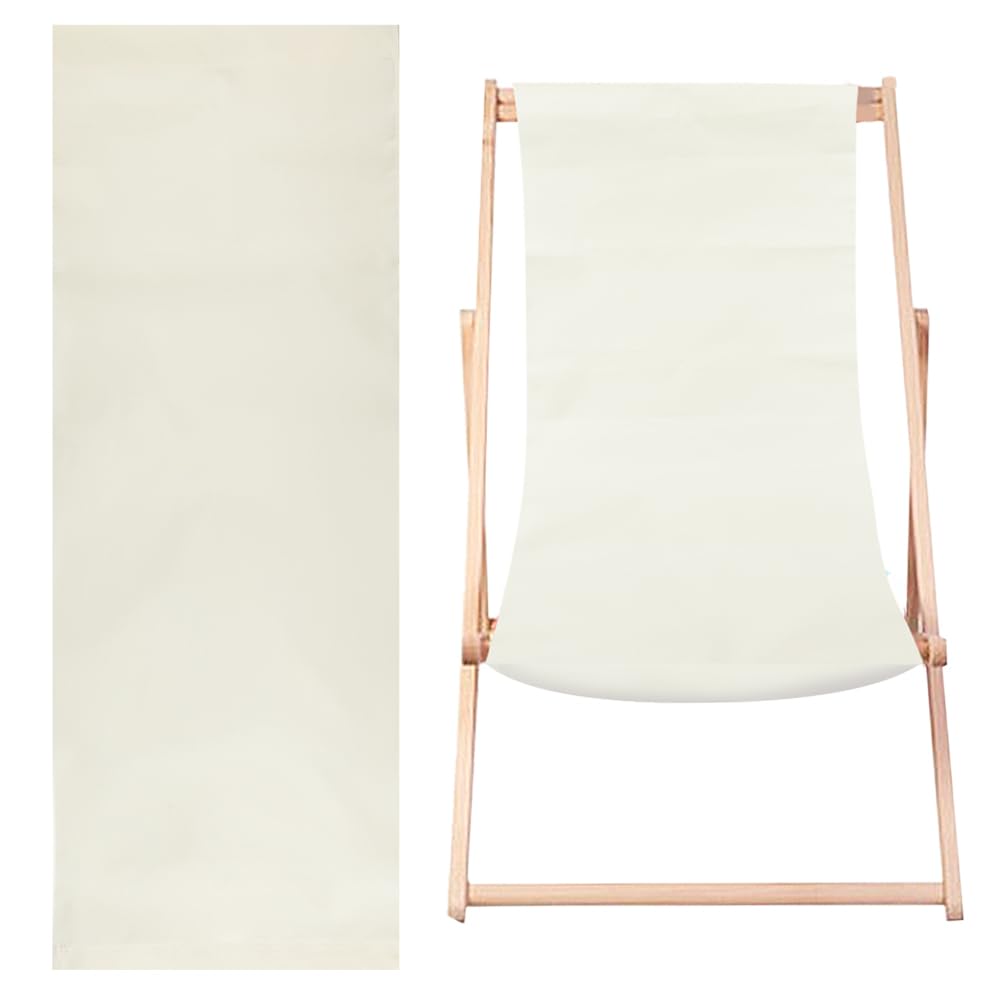 GORGECRAFT Reemplazo de Silla de Playa de Tela Oxford de Reparación de Salón Plegable de Lona,Reemplazo de Eslinga Reclinable para Tomar el Sol Jardín Patio(Amarillo Claro),115cmX43cm