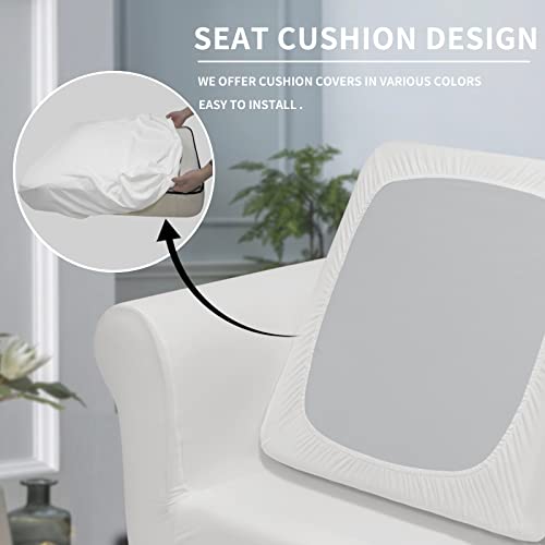Image of Easy-Going 2 Pieces Stretch Sofa Slipcover for Armchair Washable | Spandex Soft Fitted Sofa Couch Cover for Living Room Washable Furniture Protector with Bottom Kids Pet Snow White