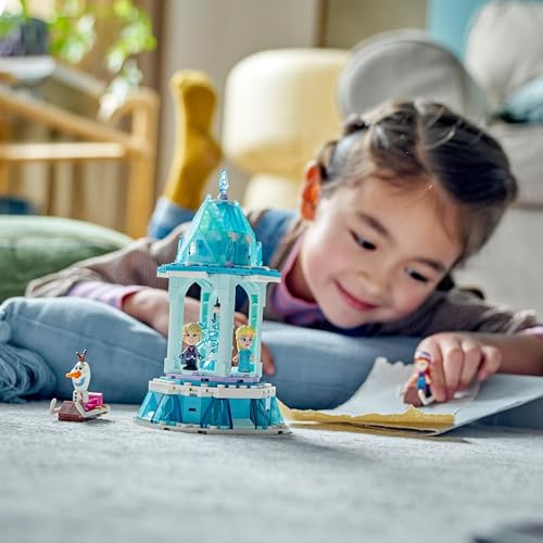Disney Frozen La Giostra Magica di Anna ed Elsa, Giocattolo Ispirato al Castello di Frozen con Micro Bambolina della Principessa e Olaf, Giochi Regalo per Bambini e Bambine dai 6 Anni in su 43218 - Lego - Immagine 5