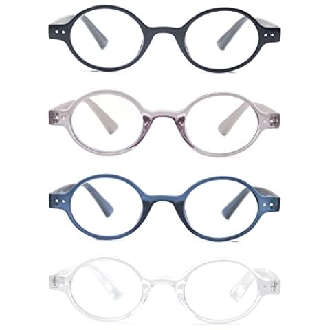 OLOMEE Readers for Women +2.50 Cute Round Readers Ladies Stylish Lightweight Cheaters Glasses 4 Pack Comfortable Fit Spring Hinge Cover