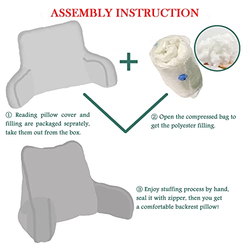 Bytide BTDAVTBDRTFDR Art Velvet Assembly Needed Diy Backrest Reading Bed Rest Pillow With Arms And Pockets For Sitting In Bed Couch Sofa, Removable Cover And Filling Seprated, 20 Inch X 18 Inch X17", Faded Rose thumb #1