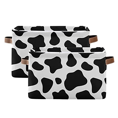 Orezi Rectangular Storage Bins With Handles,Collapsible Black And White Cow Print Laundry Hamper Storage Box For Toy Bins,Gift Baskets Bedroom,Clothes #TOP1