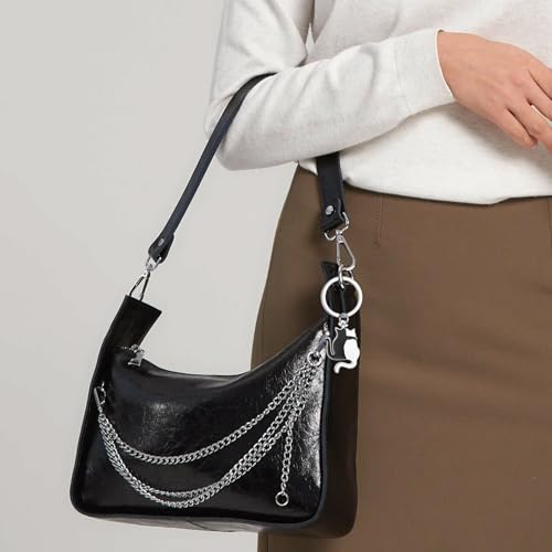 THKO Schlüsselanhänger Katze, Haustier Edelstahl Glücksbringer in Geschenkbox für Frauen und Männer Niedliche Tasche Auto Schlüsselanhänger Schwarze Katze Ideal zum Verschenken