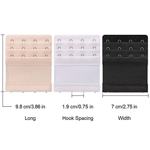 Akstore 6 Pieces Women's Soft Comfortable Elastic Bra Extenders Bra Extension Strap 4 Hook 3 Row Lady's Bra Extender Bra Band (Multicolors) #TOP1