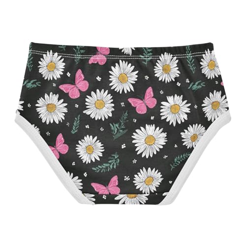 Wusikd Black White Daisies Girls' Underwear Cotton Pink Butterflies Girls Briefs Soft Toddler Underwear 2T2