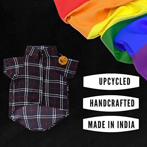 Image of Sage Square Funky Soft Material Dog Shirt | Cool /Funky Print Pet | Soft Light Weight | Comfortable & Breathable Dog Clothing | Trendy Vest Outfit (XSmall - 12 Inches, Black Check Print)
