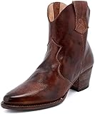 ✔ [PU-Leder besticktes Obermaterial]: Das obere der Retro-Booties der Vintage Damen bestehen aus Leder. Es hat ein empfindliches Gefühl, Reißfestigkeit und Widerstand gegen Verformung. Innerhalb des Raums ist genügend Platz und die Zehen können frei gedehnt werden, wodurch es angenehmer ist. Denim-Stil kann Ihr Temperament verbessern.