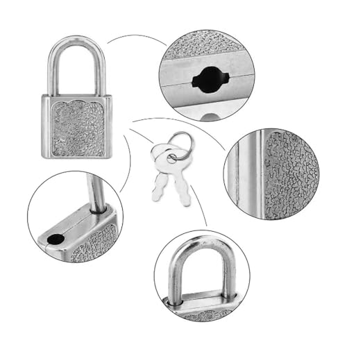 Image of 10 Pack Mini Locks with 2 Keys, Small Keyed Padlock Set for Luggage, Lockers, Backpacks & Suitcases - Durable Alloy Lock with Key for Gym, Travel, Jewelry Box Security (Silver) (Square)