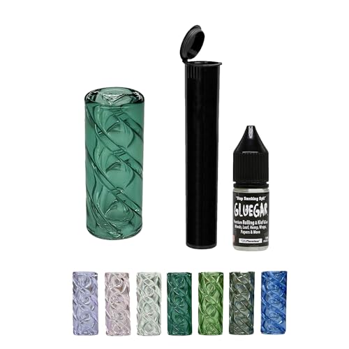 Rollers- TriSpiral- Cyclone Glass Tips- 12mm- Variety Colors (RYO Glass Tips) Tube and GlueGar (Teal-12mm)