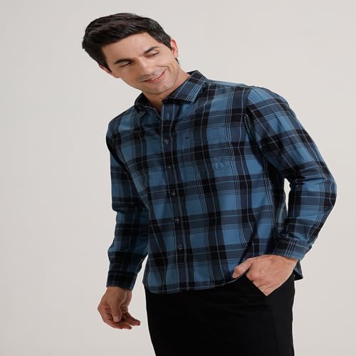 Image of BASICS 100% Cotton Checked Shirt for Men | Slim Fit | Everyday Smart Casual Wear | Full Sleeve