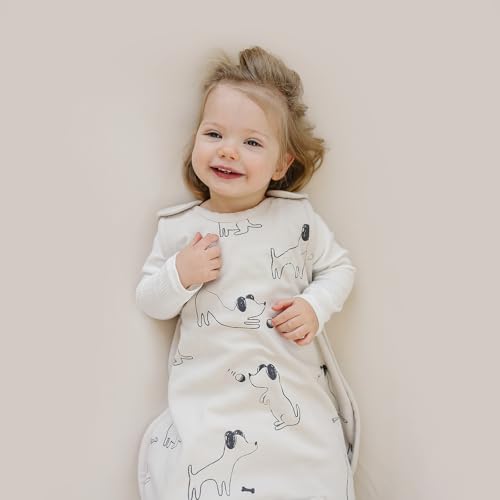 Image of Woolino Toddler Sleeping Sack, 4 Season Merino Wool and Organic Cotton Baby Sleep Bag, 2-4 Years, Puppy