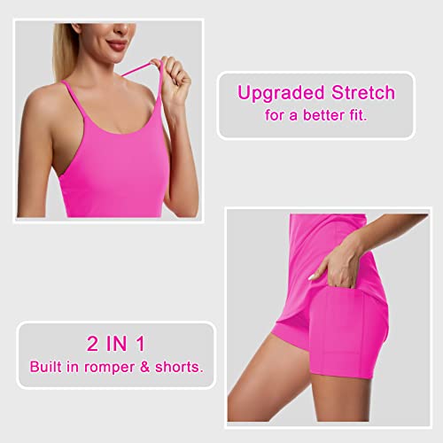 Women's Tennis Dress, Workout Golf Dress Built-In With Bra & Shorts Pocket Sleeveless Athletic Dresses Medium #TOP3