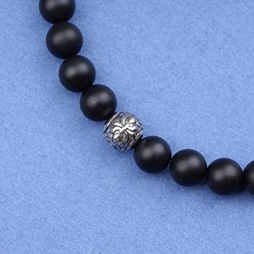 Gavu Men's Crystal Matte Onyx Beaded Black Stone Necklace 24" #TOP4