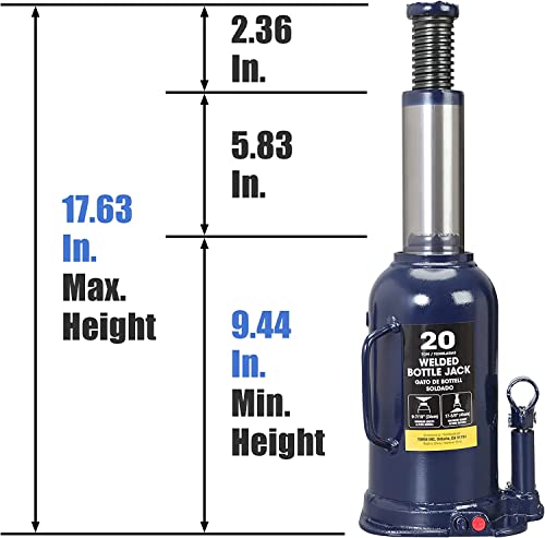 Image of Big RED 20 Ton (40,000 LBs) Torin Welded Hydraulic Car Bottle Jack for Auto Repair and House Lift, Blue, AT92003UR