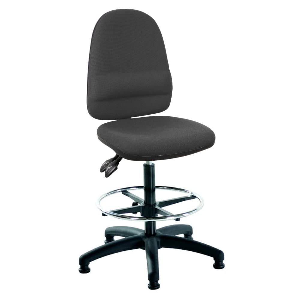 LAB SPACE - Mist 2 Draughtsman Chair Upholstered in Charcoal Fabric - High Office, Lab, Drafter Chair