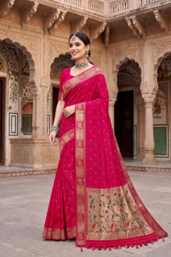 Image of Women's Paithani Silk Tassel Finish Saree Ethnic Unstitched Blouse Piece
