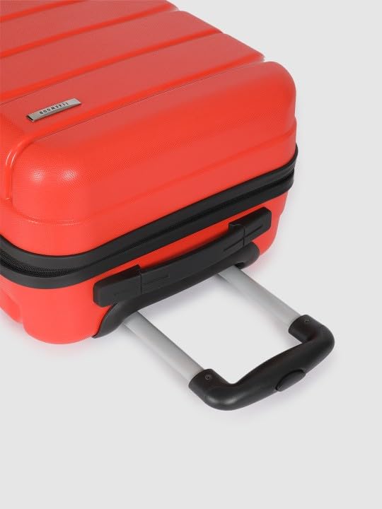 Image of Teakwood Small Size 55 CM 8 Wheels Trolley Bag, Hard Cabin with Zipper Closure, Adjustable Push Button & Cross Side Strap, TSA Lock System 360 Degree (Small, Red)