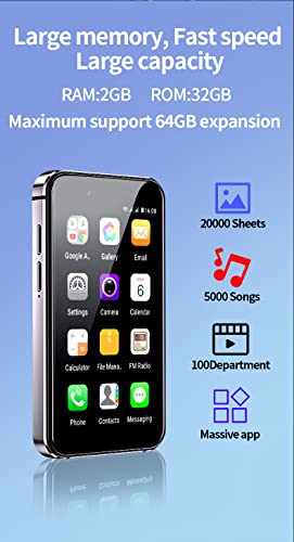 Mini Smartphone, Unlocked The World's Smallest Cell Phone 3.0 Inches Android Mini Phone 2G+32G Quad Core 5.0MP Dual SIM 3G Mobile Smartphone (White)