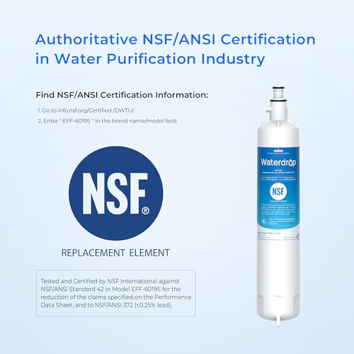 Waterdrop Replacement for GE® RPWFE®, RPWF (Built-in CHIP) Refrigerator Water Filter, Compatible with GFE28GYNFS, GFE28GELDS, PFE28KELDS, PFE28KYNFS, GFD28GELDS, PWE23KELDS, 6 Filters
