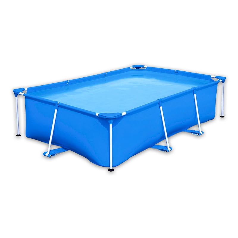Foldable Pool Large Non-Inflatable Swimming Pool for Kids Adults Pets Collapsible Thickened Above Ground Swimming Pools Rectangular Pools for Backyard Outdoor Fun Water Play (A01-Blue 200*200*60cm)