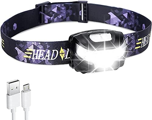 TECHVIDA USB charging head light T6 glare with red light mosquito repellent warning light Outdoor waterproof long-range night fishing headlight miner's lamp (T6)