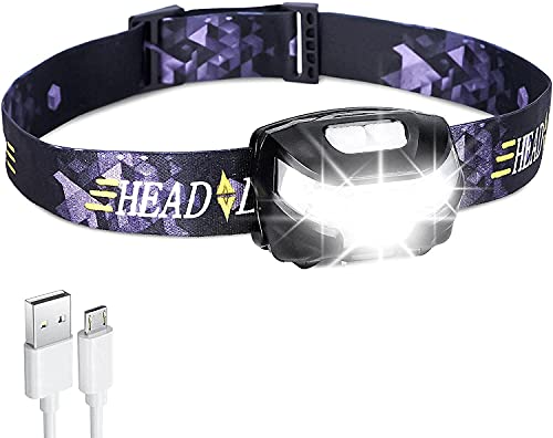 TECHVIDA USB charging head light T6 glare with red light mosquito repellent warning light Outdoor waterproof long-range night fishing headlight miner's lamp (T6)