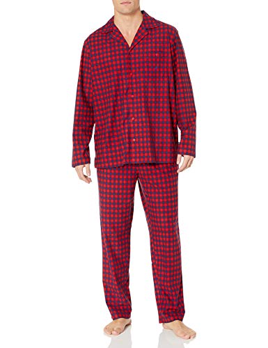 Nautica Men's Cozy Fleece Plaid Pajama Set, Red/Blue, X-Large