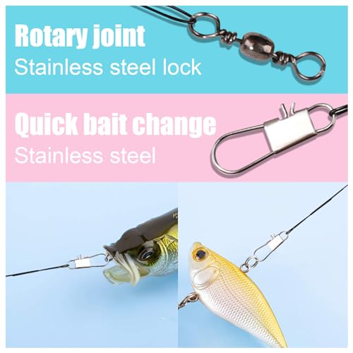 30 piezas líderes de pesca, cable de acero inoxidable 11.22 pulg con giro miniatura 3