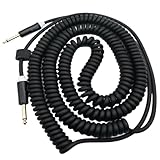 Aestivate 32ft/10m Coiled Guitar Cable Electric Instrument Cable Curly Instrument Cable Coil Guitar Cable Stretchable Straight to Straight Dual Straight Plugs(Black)