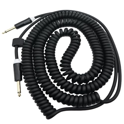 Aestivate 32ft/10m Coiled Guitar Cable Electric Instrument Cable Curly Instrument Cable Coil Guitar Cable Stretchable Straight to Straight Dual Straight Plugs(Black)