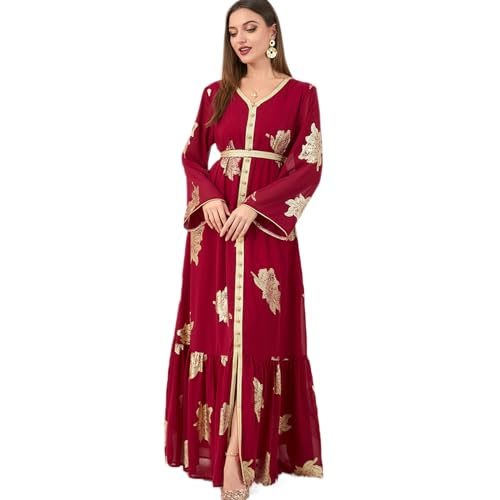 Image of ODIZLI Abaya Dress for Women Dubai Sadui Bead Moroccan Kaftan Fancy Eid Dress