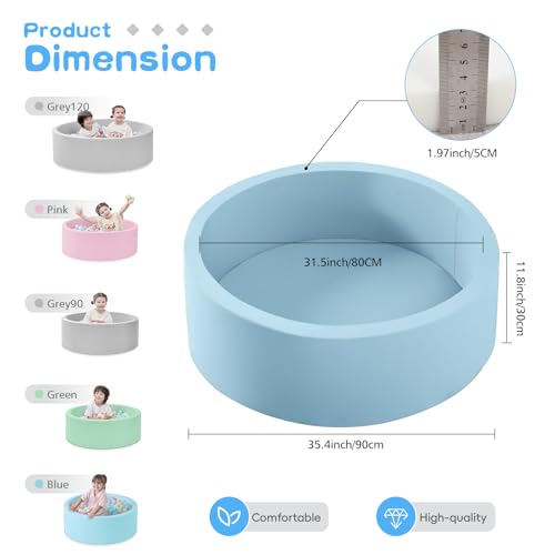 Image of SHJADE Foam Ball Pit, 35.4 inchx 11.8 inch Ball Pits for Toddlers-Blue | Soft Memory Sponge Round Playpen Ball Pool for Kids, Ideal Gift for Babies, Indoor and Outdoor Game, Balls not Included