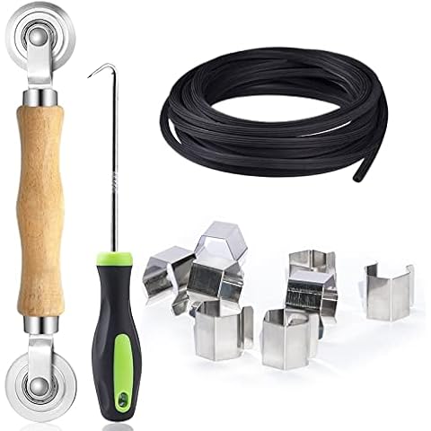 fowong Screen Repair Tool Kit for Windows or Doors,Fiberglass Screens with Rolling Tool, Screen Retainer Spline and Sliding Door Cleaning Brush for DIY Custom Fiberglass Screen Mesh Cover