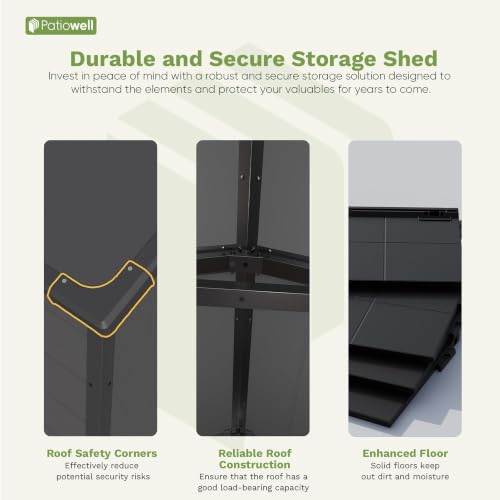 Image of Patiowell 6X4 FT Plastic Outdoor Storage Shed with Floor, Resin Garden Shed | Lockable Door, Built-In Window, Weather-Resistant Design, Easy Assembly, Ideal for Garden Tools, Bikes and Patio Equipment