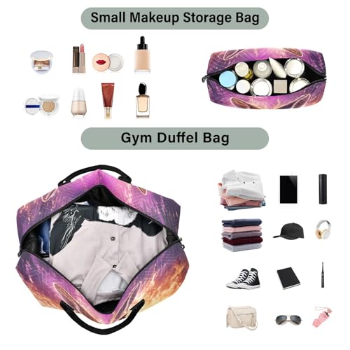 Fired Angry Kangaroo Travel Duffel Bags Gym Bag Weekender Handbag with Toiletry Bag for Women Girls Men4