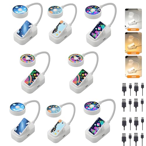 Image of 8 Pack Rechargeable Small Book Lights Bulk for Reading at Night,3 Color,Adjustable Brightness,Clip on to Book Lights for Reading in Bed ,Great Gifts for Kids,Book Lovers,Readers