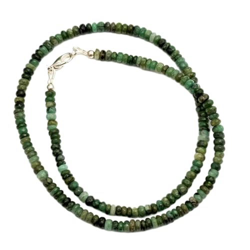 Collier perles émeraude naturelle équilibre et protection en 43 cm vert