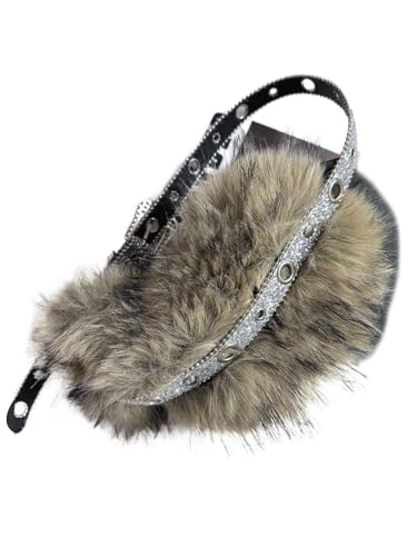 Belt Women Western Belt for Women Faux Fur Belts Y2k Chain Belts for Womens Fashion Goth Fur Accessories Cute
