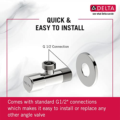 Image of DELTA FAUCET, Brass Quarter-Turn Angle Valve with Adjustable Wall Flange for Bathroom taps, Wash Basin, Geyser Connection, Polished Chrome, IAO36004