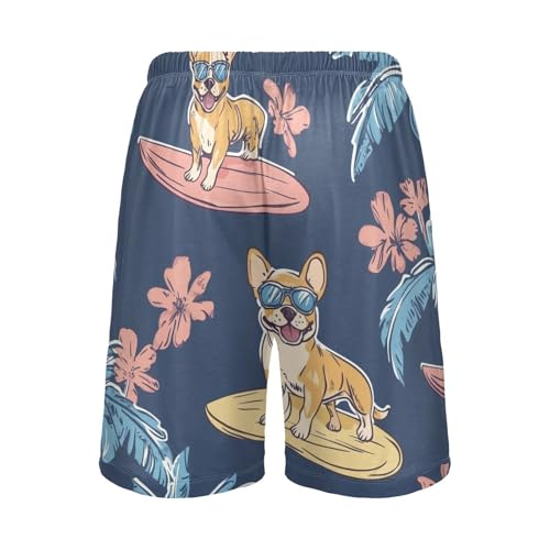 Corgi Dog Surfing Pajama Bottom Shorts for Men Soft Casual Sleep Lounge Shorts with Pockets S-XXL2