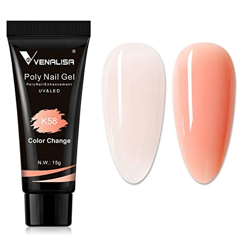 Venalisa Poly Builder Gel - Poly Nail Gel, 15g Acrylic Polish Extension, Transparent Camouflage, Manicure and Pedicure Art (Poly-15g-K58)-image-22