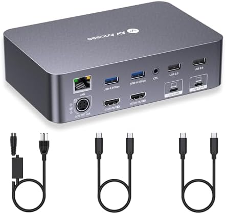 AV Access KVM Switch Dock 2 Monitors 2 Laptops (4K Dual HDMI)