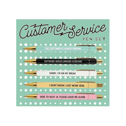 Jxueych 5-Count Customer Service Pen Set with Hilarious Sarcastic Quotes | Fun Retractable Ballpoint...