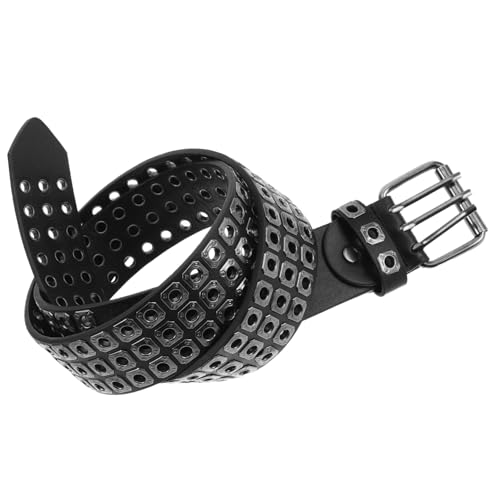 1piece Fashionable Pu Leather Hollow Punk Belt Unisex Waistband for Jeans Goth Grunge Casual Wear Parties