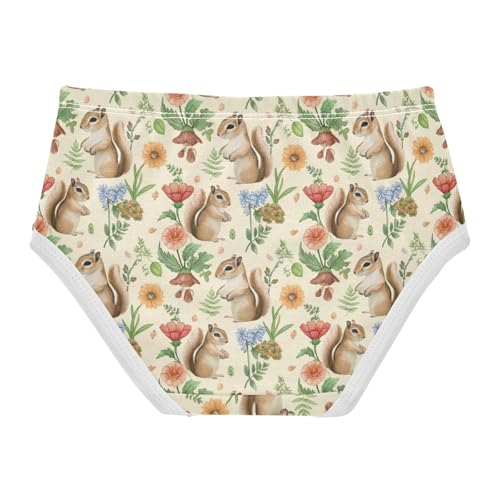 Joisal Cute Squirrels Wildflowers Leaves Girls Underwear Toddler 2t Cotton Little Girl Panties Pattern Briefs Kids Undies2