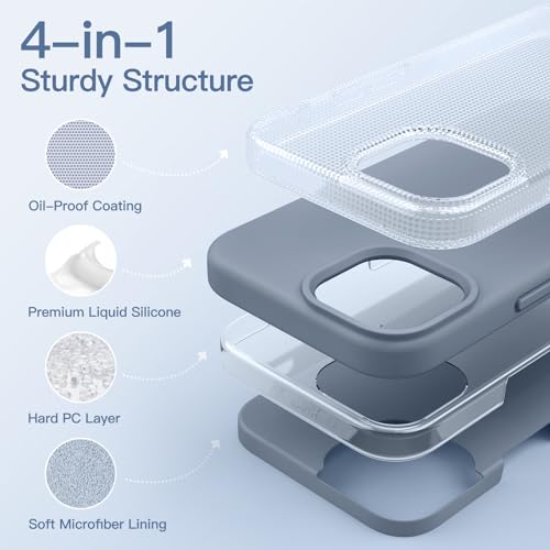 Image of JETech Silicone Cover Case for iPhone 14 Plus 6.7-Inch, Silky-Soft Touch Full-Body Protective Phone Case, Shockproof Cover with Microfiber Lining (Sierra Blue)