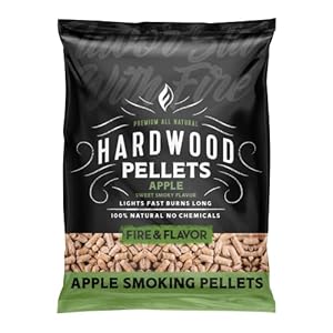 Fire & Flavor Premium All Natural Hardwood Pellets for Smokers and Pellet Grills – 100% Natural Apple Wood Pellets for Smoking, BBQ, Roasting, and Baking – 20 Lb. Bag