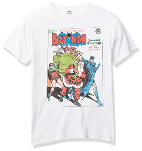 DC Comics Vœux de Noël T-Shirt Homme en coton à col rond et manches courtes